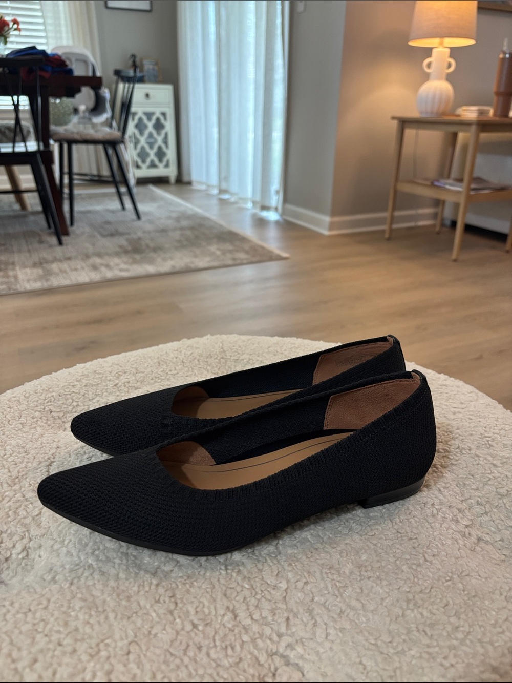 Vionic Dahlia Knit Pointed Toe Flat Flats Black US 7.5 NEW